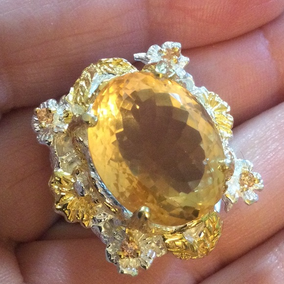Amazing Genuine 20+ CTW Citrine, Custom made Ring - Picture 11 of 12